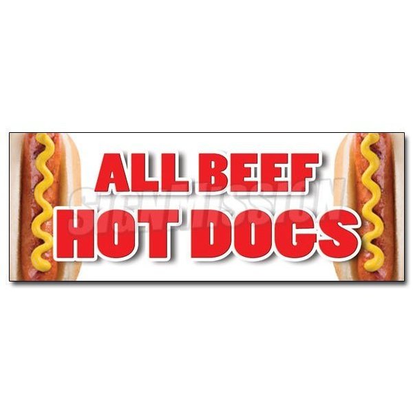 Signmission ALL BEEF HOT DOGS DECAL sticker red hots weiner franks burgers footlong, D-48 All Beef Hot Dogs D-48 All Beef Hot Dogs